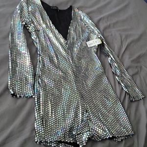Silver sequin jumpsuit